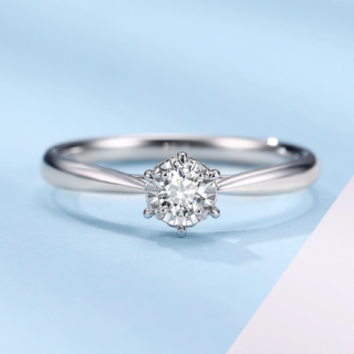 商品佐卡伊 白18k金钻石戒指钻戒车花显钻时尚简约钻戒女六爪显钻钻戒
