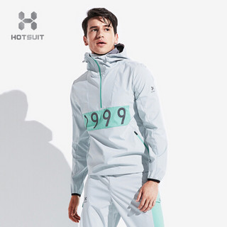 HOTSUIT后秀 发汗系列 暴汗服男 2020新款发汗控体燃脂塑形跑步健身服运动服男 矿物黑/空灵灰(发汗衣) XL