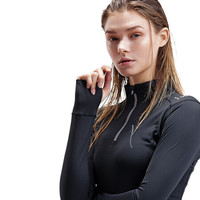 HOTSUIT后秀 塑形系列 女子长袖T恤 2020夏季新款休闲抑菌吸汗干爽舒适高领运动上衣 矿物黑 S