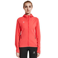 HOTSUIT 塑形系列 运动风衣女长袖连帽开衫外套拉链跑步衣防风防晒 贴心红 XL