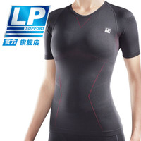 LP 女子紧身压缩衣 瑜伽跑步健身服 轻薄透气短袖运动服ARF2301Z 铁灰 L