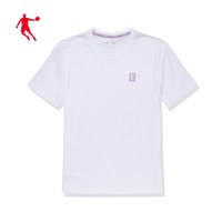 乔丹官方旗舰短袖T恤女2020夏季新款圆领针织休闲上衣女士运动t宽松棉t 白色 175/XL