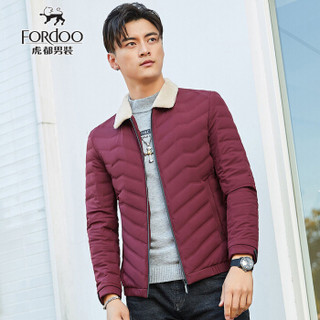 虎都（FORDOO）羽绒服男 2019冬季新款男士衣服加厚保暖时尚立领短款羽绒服男 1809 红色 175/L