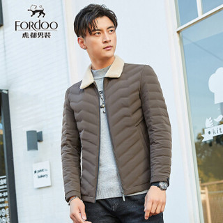 虎都（FORDOO）羽绒服男 2019冬季新款男士衣服加厚保暖时尚立领短款羽绒服男 1809 卡其 190/3XL