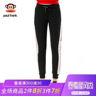 PaulFrank2019春季女士棉质运动休闲时尚潮裤宽松哈伦卫裤 黑色 S