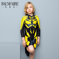 范德安(BALNEAIRE) 男童泳衣 儿童平角连体泳装 长袖防晒小童宝宝游泳衣 儿童泳衣 4(适合90cm-105cm)