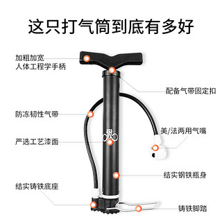 永久打气筒自行车家用篮球电瓶单车便携小型迷你通用充气泵简儿童 永久短款高压打气筒 PJ009015-金色