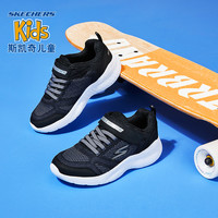 Skechers斯凯奇男童魔术贴轻质网布休闲运动鞋97546L 36 蓝色/黑色/BLBK