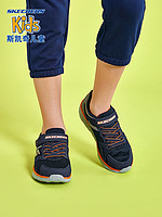 Skechers斯凯奇春夏男童轻便儿童跑步鞋 舒适休闲运动鞋97680L 28.5 黑色/炭灰色/BKCC