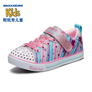 Skechers斯凯奇秋季女童闪钻鞋 彩色星星可爱帆布鞋20275L 36 灰色/多彩色/GYMT