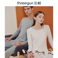 THREEGUN 三枪 保暖内衣男女新品初春轻薄弹力柔棉圆领保暖情侣打底套装 M 晨蓝(男)