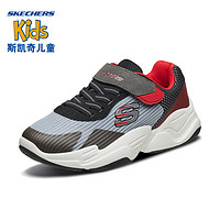 Skechers斯凯奇男童秋季大童魔术贴运动鞋 撞色休闲鞋 98161L 33.5 白色/绿色/WGR