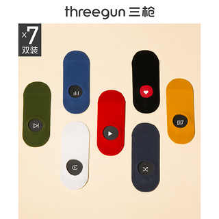 THREEGUN 三枪 [7双]三枪×网易云袜子男夏季精梳棉ins潮情侣短袜船袜女夏天浅口 均码 船袜男(黑+白+浅麻灰+红+姜黄+牛仔蓝+绿)-7双