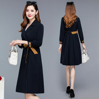 BANDALY 2019秋季新品女装风衣女妈妈装薄款流行系带气质中老年外套 KKWH1771 黑色 2XL