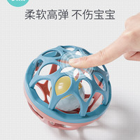 可优比宝宝手抓球0-1岁婴儿抓握训练手摇铃抚摸触觉感知球类玩具 Q弹摇铃球-黄绿款
