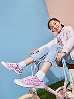 Skechers斯凯奇2020春新款女童青少年印花帆布板鞋85696L 35 黑色/多彩色/BKMT