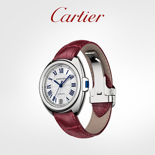 Cartier 卡地亚 Clé钥匙系列机械腕表 精钢鳄鱼皮表带手表 35mm 机械机芯