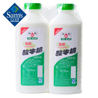 和润 低脂酸牛奶 910g*2支 口感纯正 低温奶 酸奶