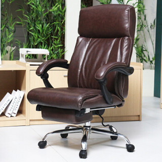 【赢和】老板椅 可躺大班椅电脑升降转椅靠背座椅 办公室午休椅 椅子 时尚棕色 低背