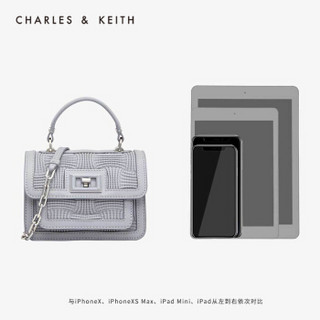 CHARLES&KEITH单肩包女包翻盖链条女士手提CK2-50270344 Grey灰色 S