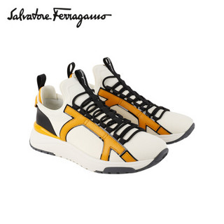 菲拉格慕(Salvatore Ferragamo) 20ss春夏 男士白色织物/牛皮革运动鞋 0726936_M  _100(送男友 送礼)