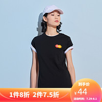 361度运动t恤女2020年夏季圆领薄款短袖舒适运动服 662029119-4基础黑 S