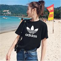adidas阿迪达斯三叶草运动服秋新款女装大短袖T恤