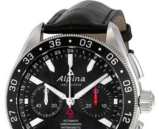 ALPINA Alpiner 4系列 AL-860B5AQ6 男款机械表 44mm 黑色 黑色 皮革