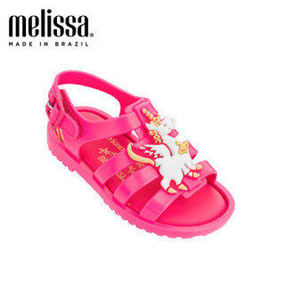 mini melissa梅丽莎可爱蝴蝶结儿童低跟果冻色凉鞋小童单鞋 粉色/白色 145mm 8