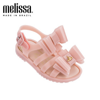 mini melissa梅丽莎可爱蝴蝶结儿童低跟果冻色凉鞋小童单鞋 粉色/白色 145mm 8