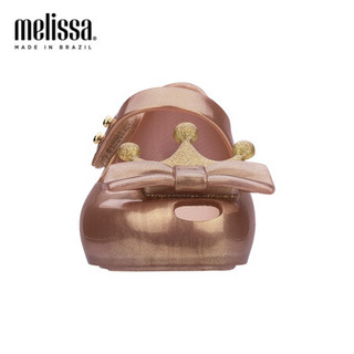 Melissa梅丽莎秋季新品公主王冠蝴蝶结小童魔术贴单鞋32594 金粉红 内长11.5cm