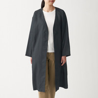 無印良品 MUJI 無印良品 女式 法国亚麻 大衣 外套 深灰色 XS-S
