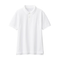 無印良品 MUJI 無印良品 男式 新疆棉珠地网眼编织 短袖POLO衫 白色 S