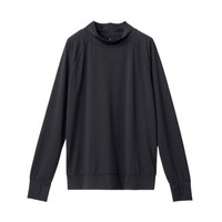 無印良品 MUJI 無印良品  女式 吸汗速干 高领长袖T恤 黑色 XS