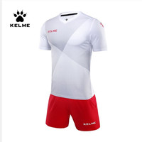 KELME卡尔美足球服套装 训练组队服短袖修身定制球衣K15Z203 3891509红白 M/170