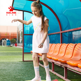 KELME KIDS 女童连衣裙小爪子印花连衣裙儿童夏季粉色圆领裙子QZ50224002 粉色 140cm