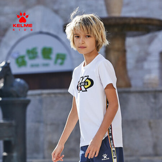 KELME（kids）男童短袖T恤大童圆领宽松上衣2020年夏季新款潮儿童 白色 150cm