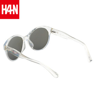 汉（HAN）太阳镜女潮时尚大框墨镜复古偏光镜圆脸个性眼镜司机镜 55066 透明框蓝色片