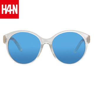 汉（HAN）太阳镜女潮时尚大框墨镜复古偏光镜圆脸个性眼镜司机镜 55066 透明框蓝色片