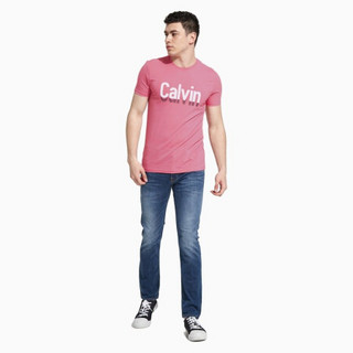 CK JEANS 2020春夏款男装 三维撞色LOGO短袖圆领T恤J314493 TH8-粉色 L