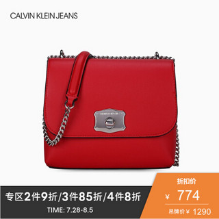 CK JEANS 2020春夏款 女包品牌Logo单肩斜挎链条背提包DH2285Q1600 608-红色