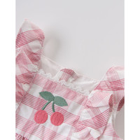 davebella戴维贝拉2020夏季新品女童吊带套装宝宝衣服幼童两件套 粉白格 80cm(建议身高73-80cm)