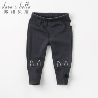 【加绒】davebella戴维贝拉冬季新品女童保暖打底裤束脚长裤 藏青色 120cm（6Y(建议身高110-120cm））