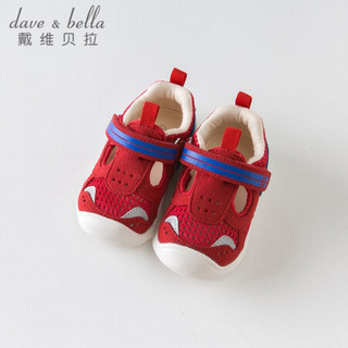 davebella戴维贝拉夏款新品童鞋男童凉鞋儿童鞋子宝宝小童关键鞋 红色 135（鞋内长13.5cm）