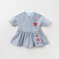 davebella戴维贝拉夏季新品童装婴儿衣服女童连衣裙 宝宝绣花裙子 蓝色 90(3Y（建议身高80-90cm）)