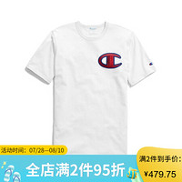 Champion冠军男士圆领纯色C徽标T恤运动衫经典纯棉 GT19  Y07981 White L