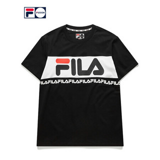 FILA FUSION 斐乐 男子T恤衫2020夏季时尚新款潮流LOGO短袖T 深黑-BK 175/96A/L