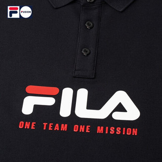 FILA FUSION 斐乐 男子POLO衫2020秋季新款时尚潮流LOGO短袖衫男 深黑-BK（宽松版型，建议拍小一码） 180/100A/XL