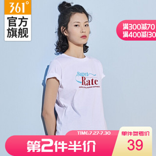 361度短袖T恤女装2020年夏季新款休闲圆领字母印花运动服 N 本白-9106 S