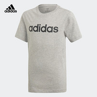 阿迪达斯官网 adidas YB E LIN TEE 大童装训练运动短袖T恤DV1816 中麻灰/黑色 128CM